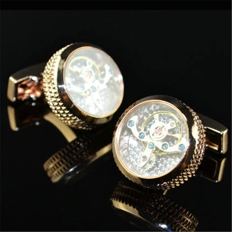 jewelry-shirt-cufflink-for-mens-4-colour-cuff-button-watch-Mechanical-movement-cuff-link-high-quality (2)