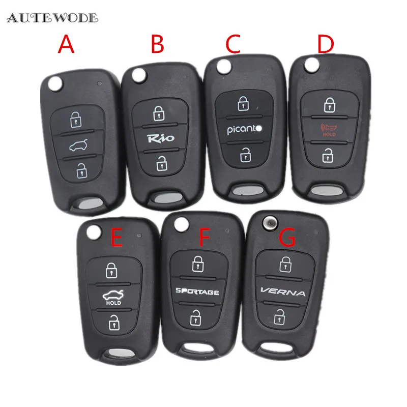 

AUTEWODE Replace Car Key Shell for HYUNDAI I30 I35 solaris for kia picanto rio 3 buttons for sportage key fob case blank 1pc