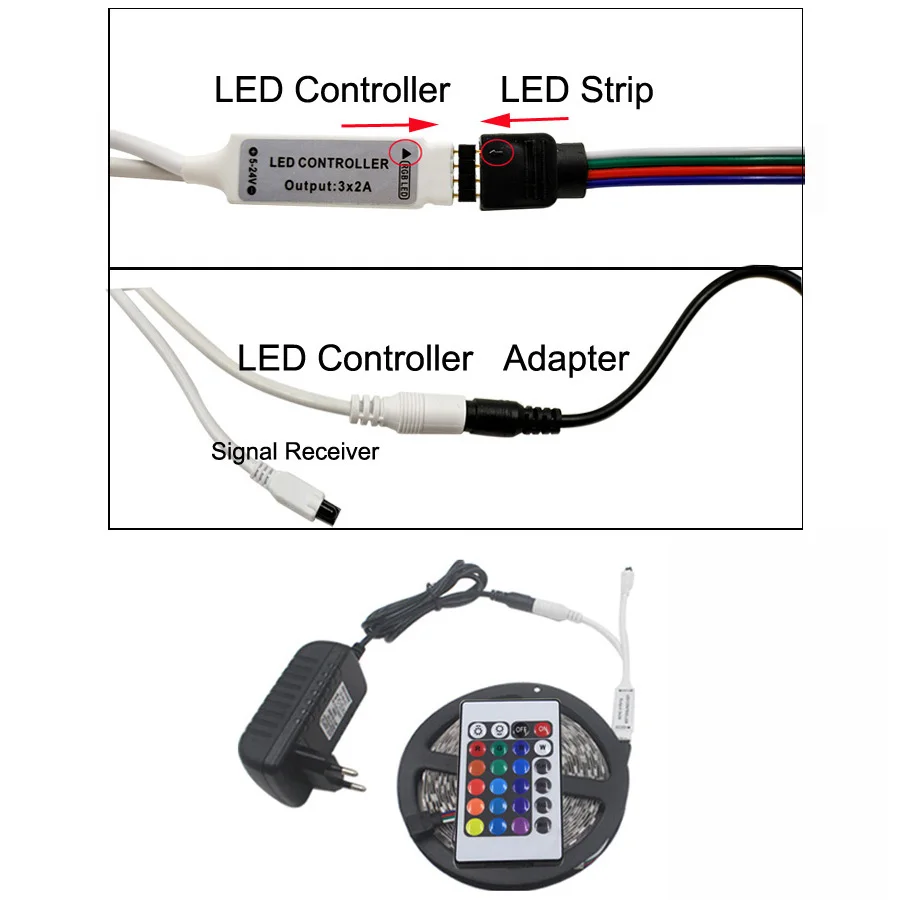 5m 10m 2835 Tira Conduzida Rgb Tira Conduzida Fita Luz Smd dc 12v à Prova d' Água Led Rgb Luz Diodo Fita Flexível com Wifi Controlador ir 9 Cheap Tiras de LED