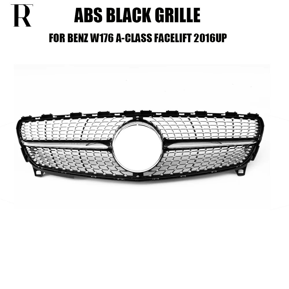 

W176 Facelift ABS Black Diamond Style Front Bumper Grill Grille for Benz W176 A200 A260 A45 AMG 2016 2017 2018 ( No Star Logo )