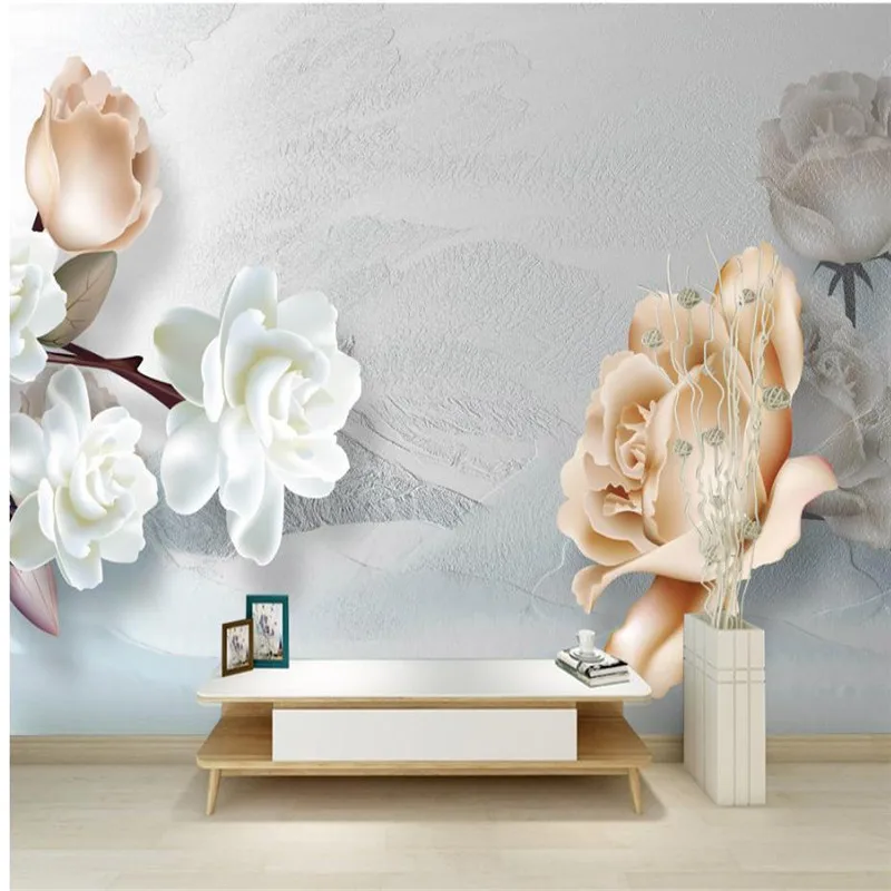 

beautiful flower wallpaper custom 3 d stereo nordic modern desktop minimalism murals living room study black and white wallpaper