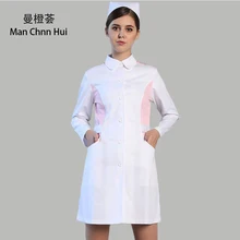 Женское медицинское пальто с длинным рукавом, униформа медсестры, белое лабораторное пальто, пальто, медицинская форма