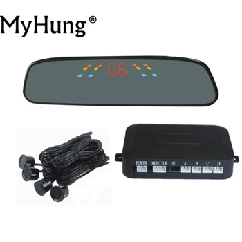 

Car Backup Reversing Radar Rearview Mirror parking system Parking sensor Rearview Mirror 4 Sensors 1set car styling