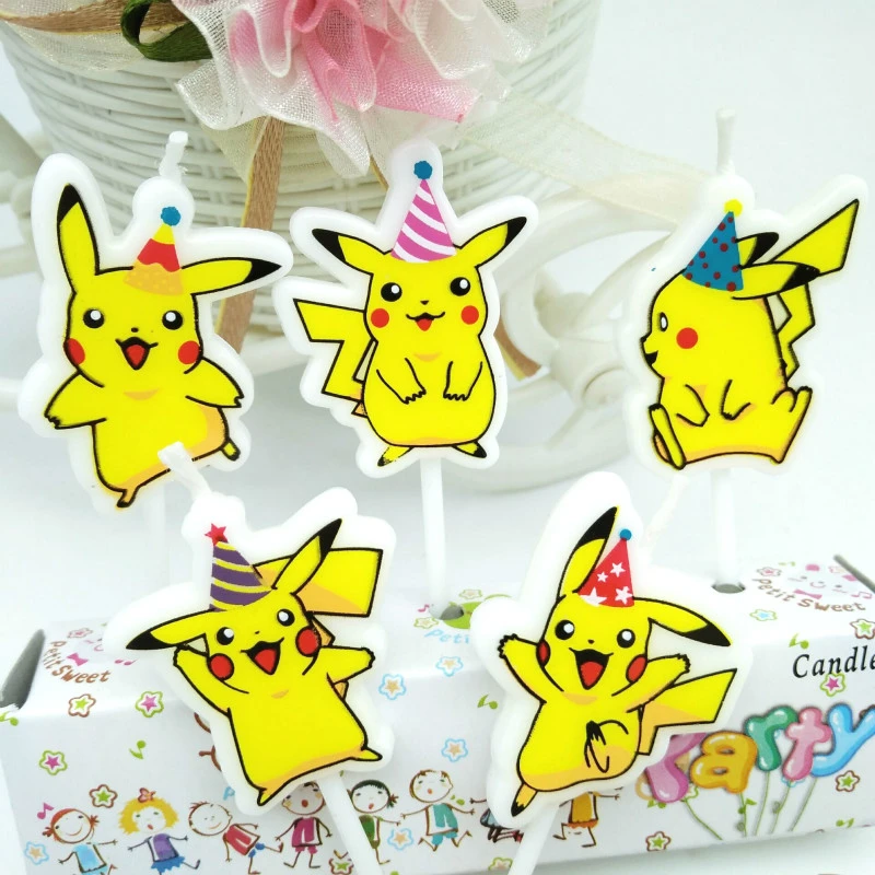 5 Pieces Ensemble Joyeux Anniversaire Bougies Decorations Pokemon Go Belle Pikachu Gateau Bougies Bebe Douche Fete Gateau Fournitures Aliexpress
