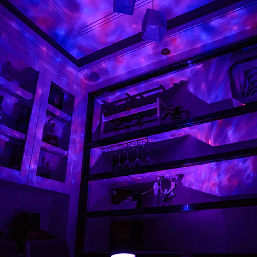 Light com Usb Leitor de Música Coversage Bluetooth Oceano Onda Projetor Led Night Controle Remoto Alto-falante Cartão tf Aurora Projeção 18 Cheap Luzes noturnas