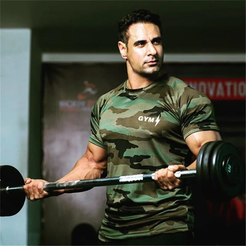 2018 Summer Men Workout Breathable Quick drying Top Tee Sporting Runs Compress Fitness T-shirts Clothing T Shirts | Мужская одежда