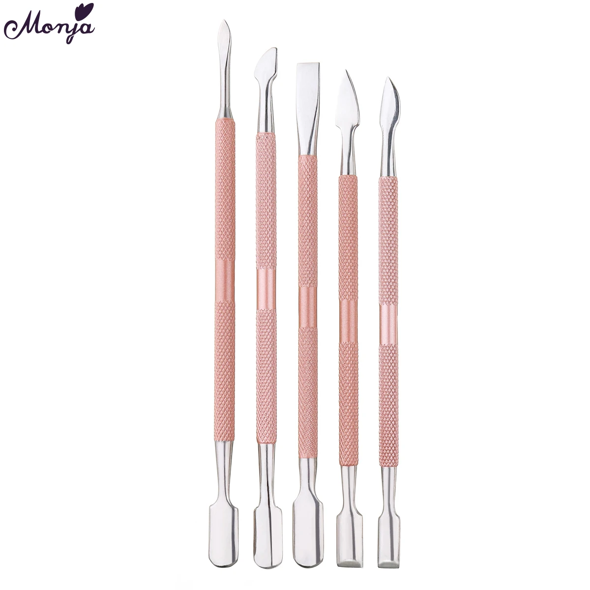 

Monja Dual End Nail Art Plating Rose Gold Stainless Steel Cuticle Dead Skin Remover Spoon Pusher Gel Manicure Tool