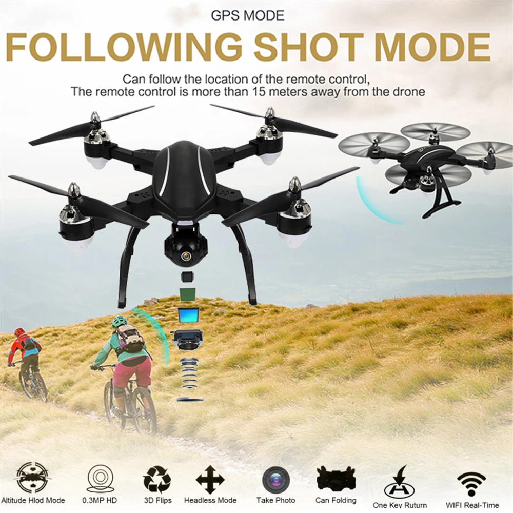 

lensoul RC Drone Intelligent GPS Auto-Follow 720P Digital HD Camera FPV WiFi Real-Time G-Sensor Live Surround Fly Quadcopter Toy