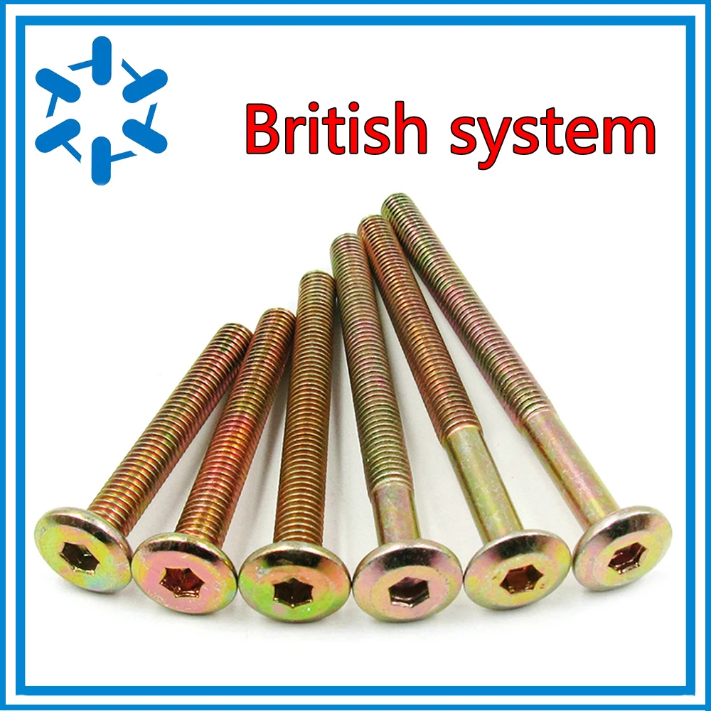 20pcs/lot 1/4*L carbon steel Furniture wood flat head hex socket screws