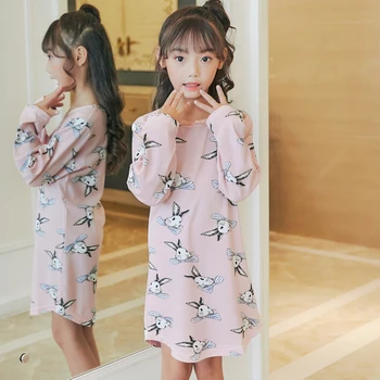 Cartoon Print Sleepdress Cotton Girl Sleepwear 1