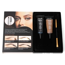 2pc Waterproof Tint Eyebrow Henna With Mascara Eyebrows Paint Brush Beauty Tool