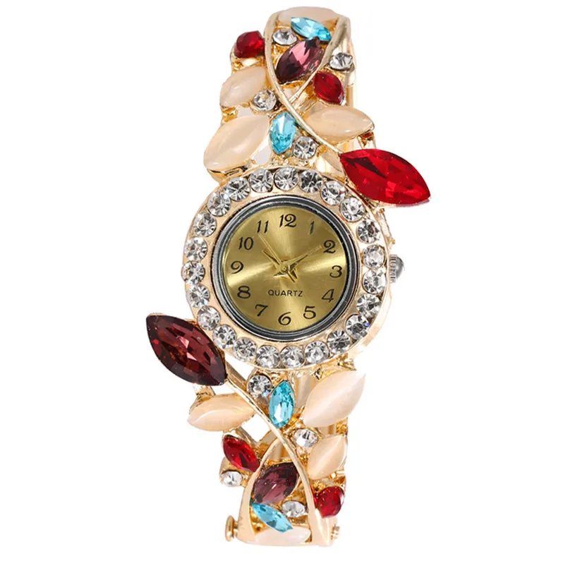 Женские круглые часы с бриллиантовым браслетом, аналоговые кварцевые наручные часы с механизмом, женские часы из нержавеющей стали, подарок, женские повседневные часы - Цвет: Многоцветный