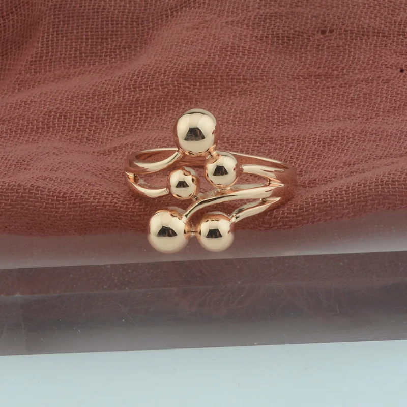 FJ 16 мм женские медные кольца 585 розового золотистого цвета скрученный ткачество круглый шар кольца