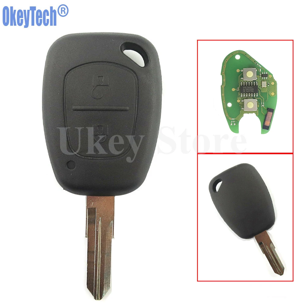 

OkeyTech 2 Buttons Car Remote Keyless Entry Fob ID46 Chip PCF7946 Transmister for Renault Traffic Master Vivaro Movano Kangoo