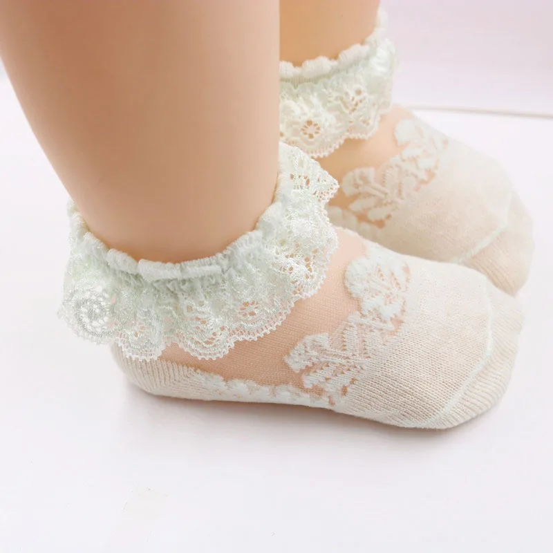 Летние сетчатые носки с цветочным рисунком для новорожденных, хлопковые нескользящие носки для девочек, детские вещи для новорожденных