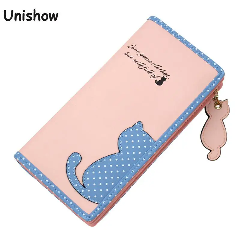 

New arrival cute carton cat women wallet short and long pattern women purse women card holder zipper design brand coin purse