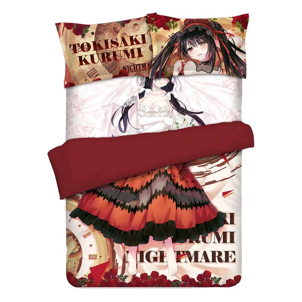 

Date a Live Nightmare Tokisaki Kurumi Anime Bedding Sheet Bedding Sets Bedcover Pillow Case 4PCS