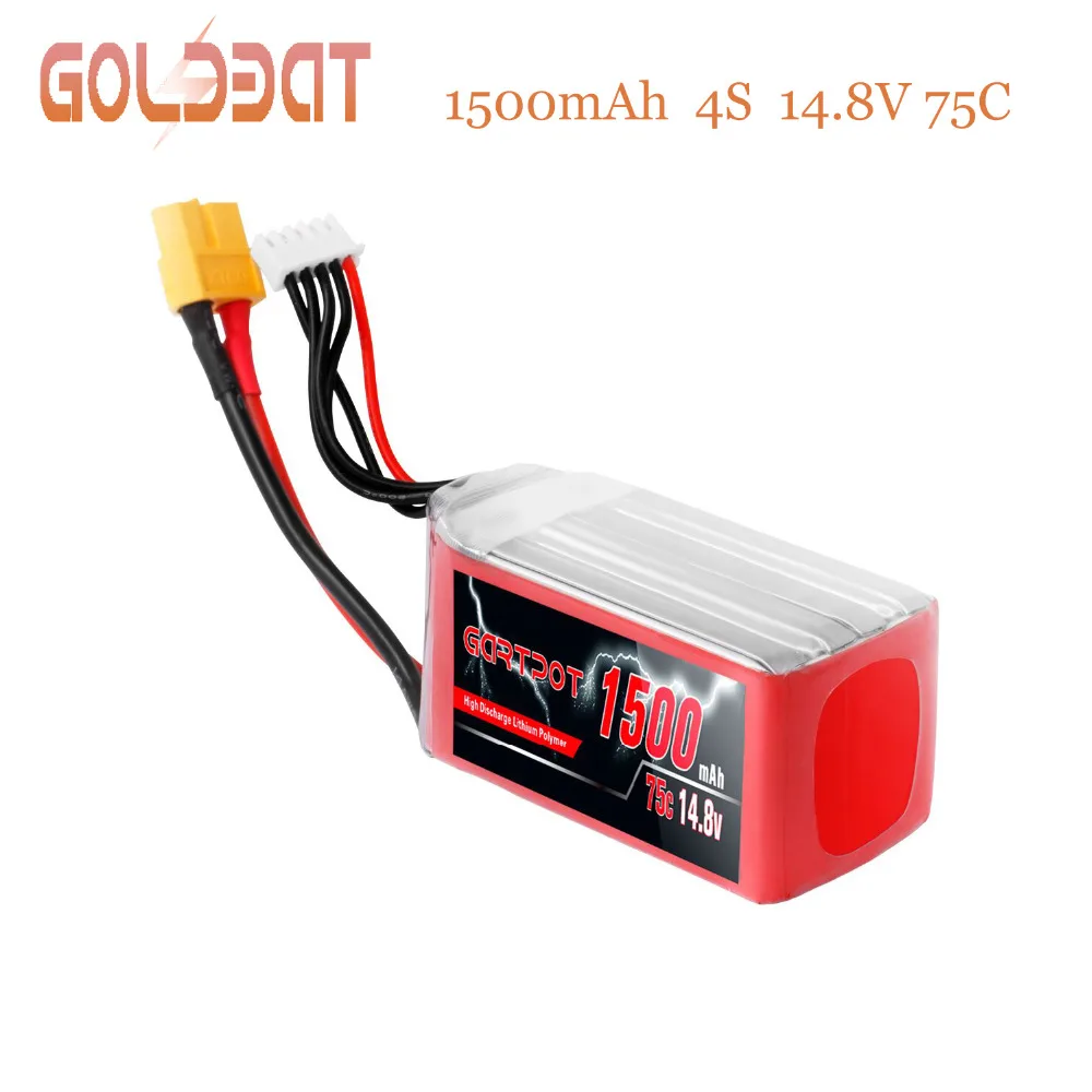 

GARTPOT 4S lipo Battery fpv 1500mAh drone battery 75C 14.8V Lipo Battery drones Rechargeable with XT60 for RC Car Helicopter fpv