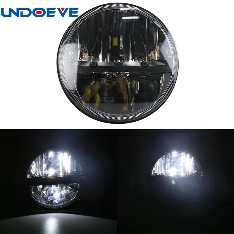 Undoeve 7" Round LED Headlight For Motorcycles Black Motorcycle Car H4 H13 High Low Beam Headlamp Bulb | Автомобили и
