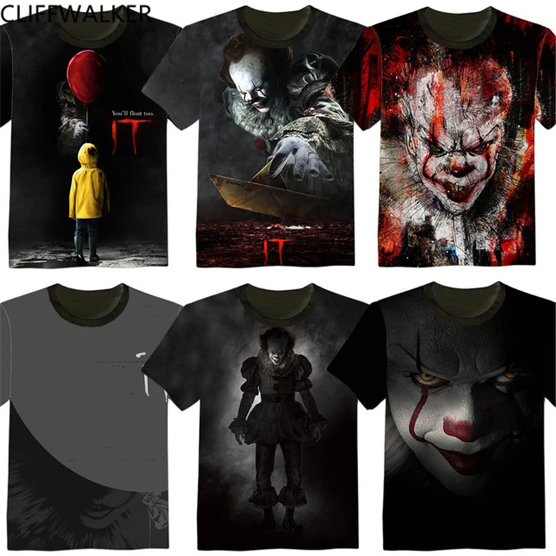 Новый фильм это Pennywise футболка клоун Стивен Кинг ужасов 1990 Косплей Tee|tee tee|tee t-shirttee