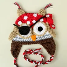 Вязаная крючком Детская шапка с мультяшными пиратами совами и глазом детская вязаная шапочка для фотосессии из хлопка