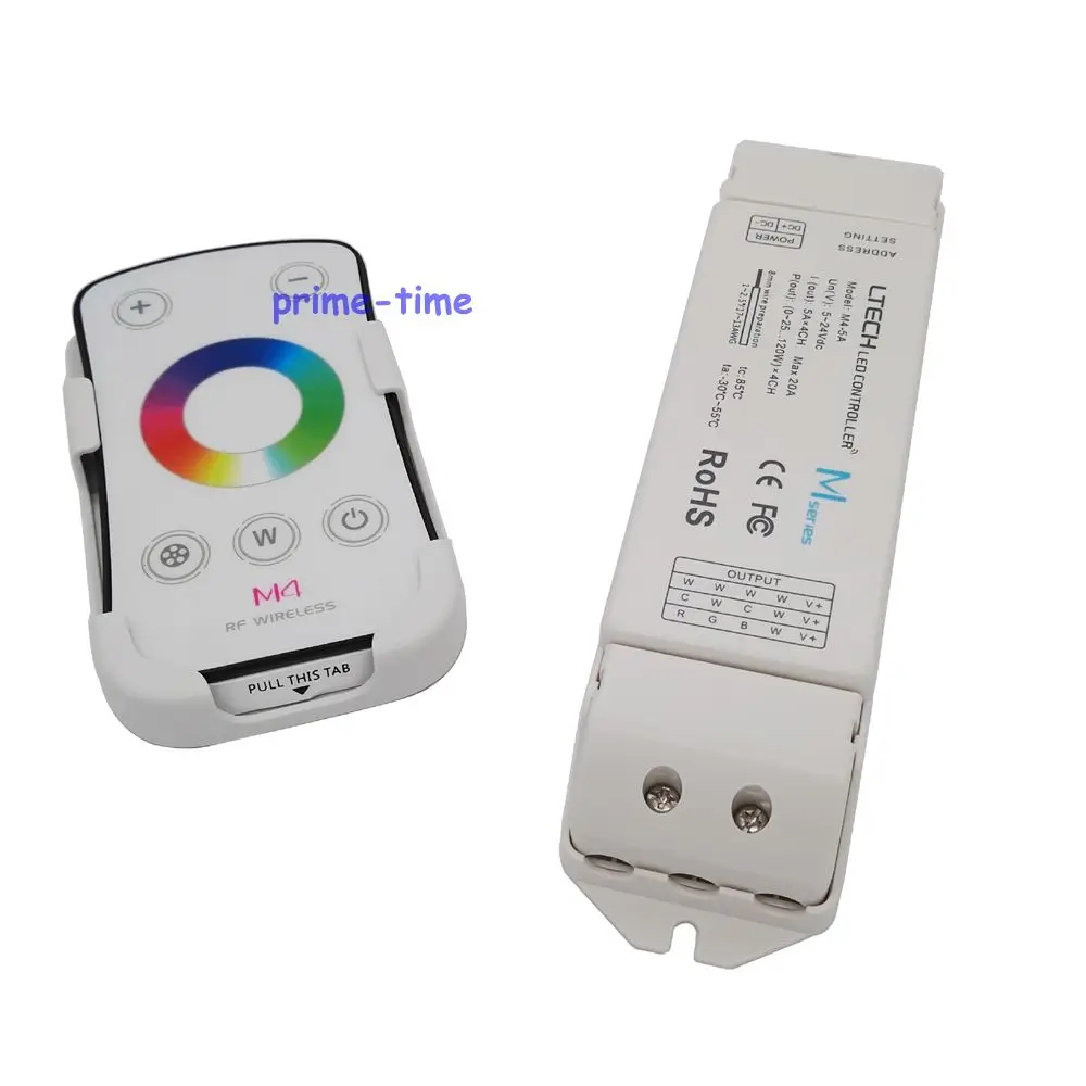 LTECH M4+M4 5A RGBW LED Controller M4 RF Wireless Touch Remote + DC5