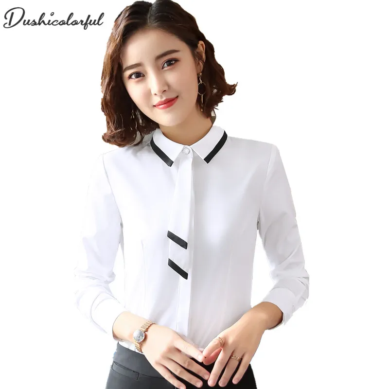 

Dushicolorful New fashion women silm shirt spring autumn formal elegant blouse office ladies work wear plus size tops