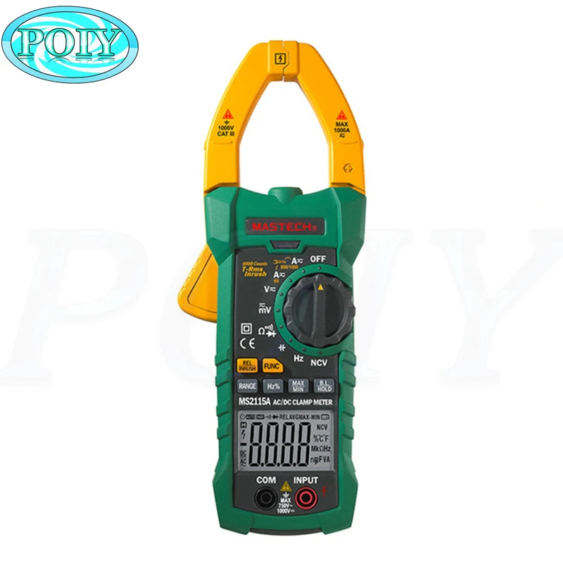 

Mastech MS2115A 6000 Counts True RMS Digital Clamp Meter AC/DC Voltage Current Tester with INRUSH and NCV Measurement