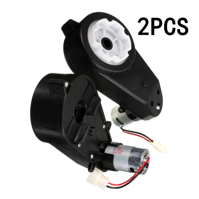 Cheap 2Pcs Rear Motor Gear Box Spare PartRreplacement 12V Kids Ride On Bike Electric Car Motor Gear Box RS550 12000 RPM 11