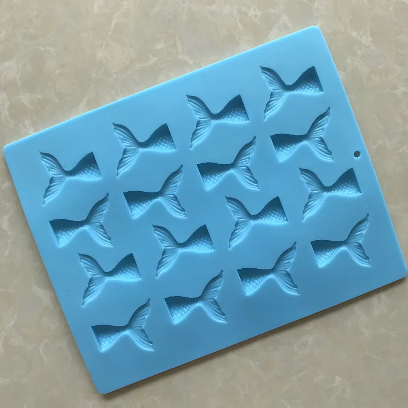 

Silicone Mini Mermaid Tail Mold Fondant Handmade Soap making Molds Fish Fork tail Chocolate Clay resin moulds aroma stone mould
