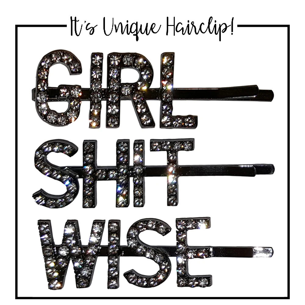 

Unique Hairpin Shiny Custom Letters Rhinestones Hair Clips For Women Girls Hairpins New Fashion Hairgrip Barrette Hair Jewelry