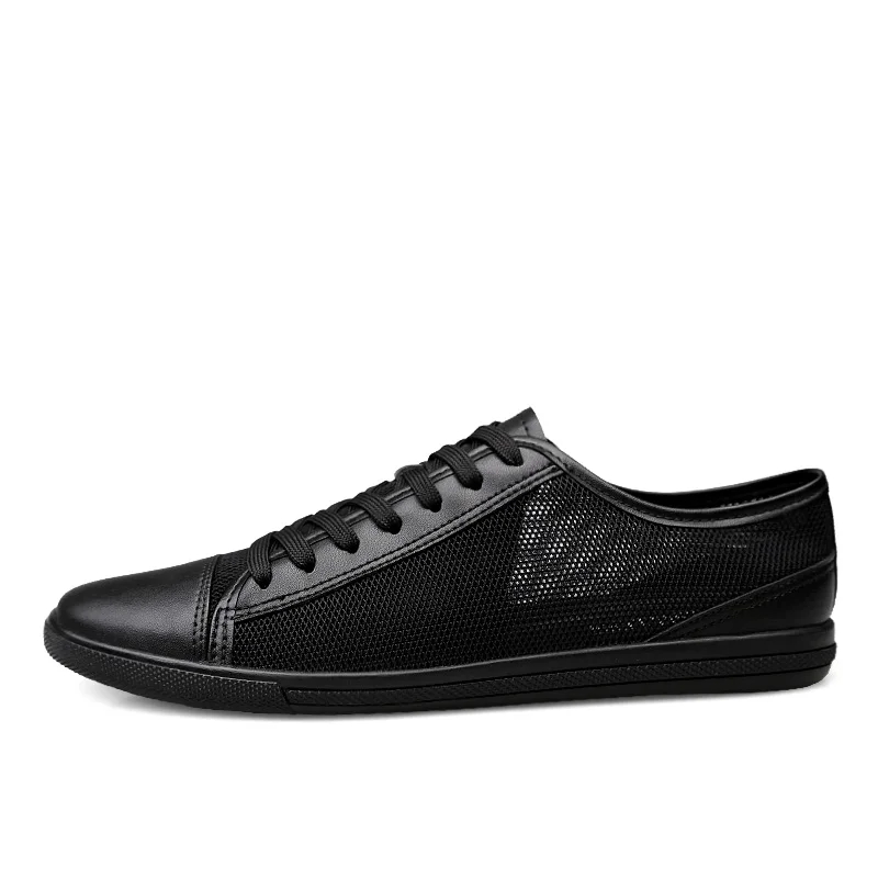 Мужская кожаная повседневная обувь; классические модные мужские туфли на плоской подошве со шнуровкой; цвет черный, белый; Мужские дышащие теннисные туфли размера плюс