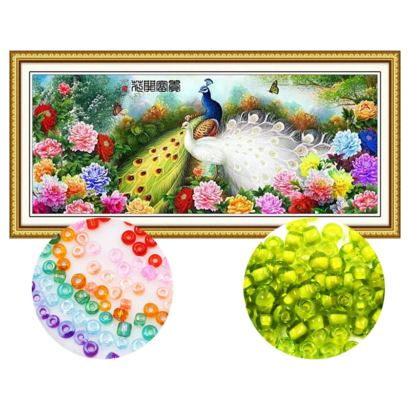 

Needlework,DIY bead Cross stitch,Embroidery stitch,diamond,Precise Printed painting,animal pattern,Male and female peacock 815