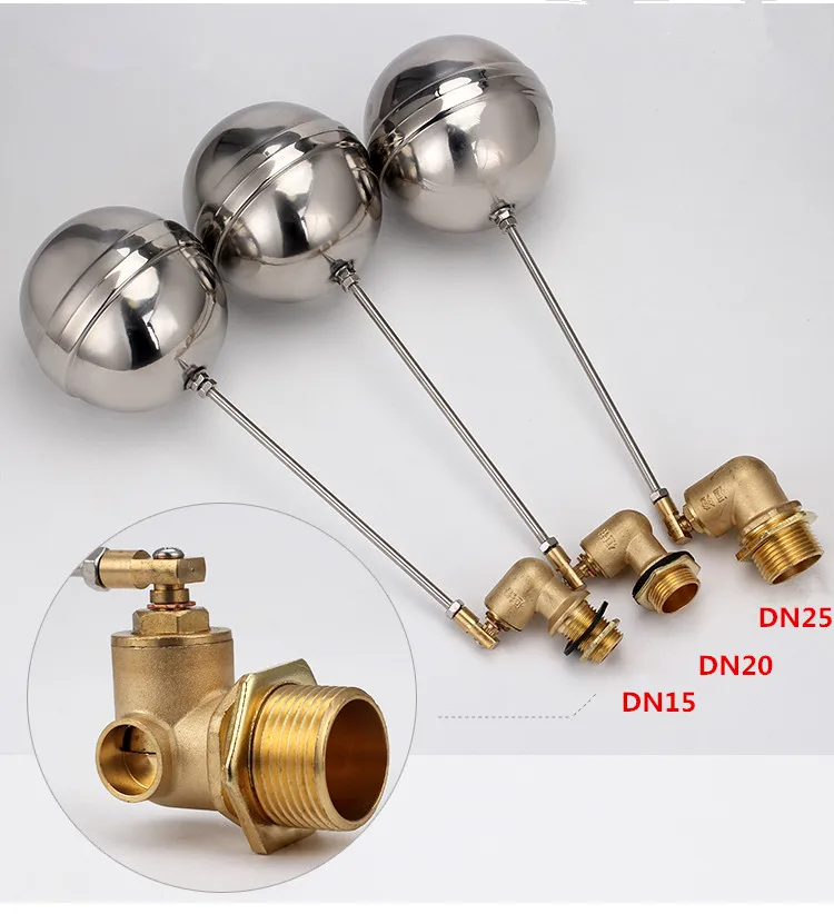 Плавающий клапан DN15 DN20 DN25 бак жидкого уровня металлический поплавковый клапан с прямоугольными коленями латунный корпус