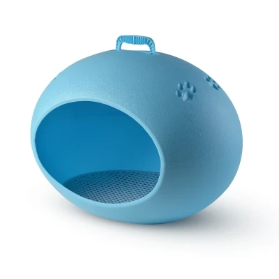 Красочный Яйцевидный питомник PP+ ABS открытый непромокаемый собачий домик плюшевый Пудель дом моющийся клетка для домашних животных 10 кг максимальная емкость - Цвет: Синий