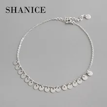 SHANICE Real 925 Sterling Silver Anklet Fashion Round Pieces Pendant Beach Anklet Silver Anklets Female Jewelry Gift