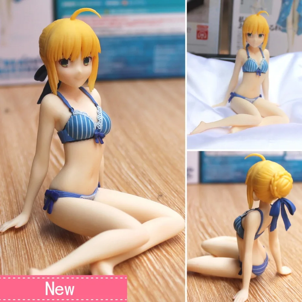

Anime Fate Stay Night Saber Blue Swimsuit Ver PVC Action Figure Collectible Model doll toy 14cm