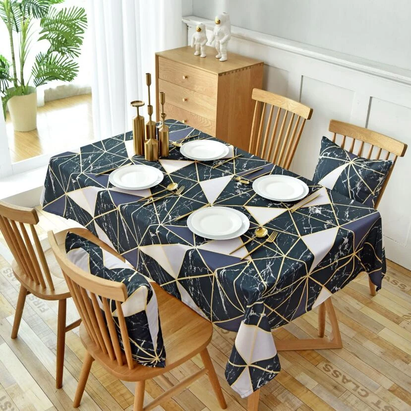 Nordic Ins Decoration Geometric Tablecloth Black Marble Rectangle Dining Table Cover Dust Proof Sheet Decor Home Textile Zc064 Tablecloths Aliexpress