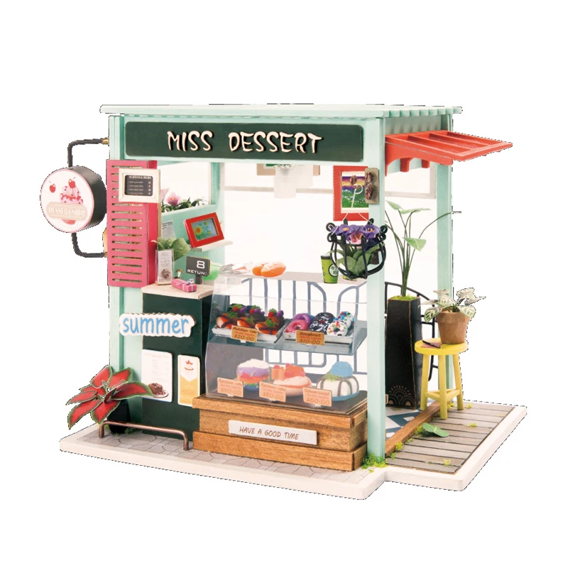 

DIY DollHouse Miniature With Furniture Art House 3D Wooden Mini Dollhouse Gift Model Toys For Kids Miss Dessert DGM06 #E