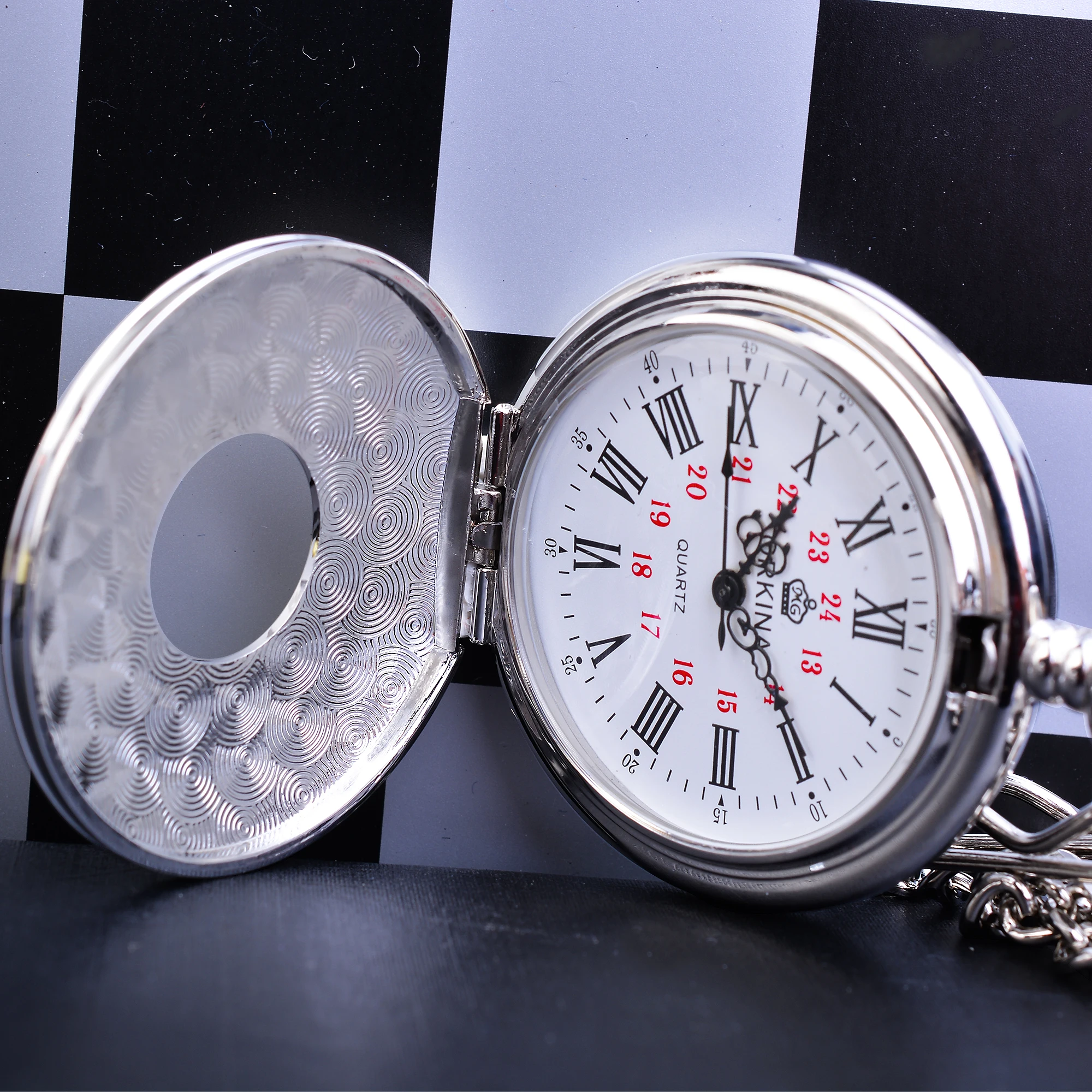 Classic Silver Pocket Watch Men Fob Watches Clock Roman Number Hunter Hand Wind Mechanical Relogio De 3