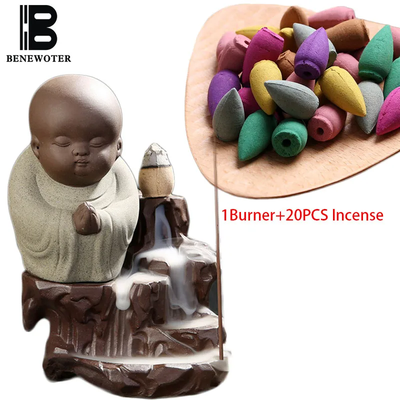 20 шт. конусы для благовоний и курильница в виде Будды|backflow incense burner|incense burnerbuddha burner