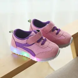 Новый бренд весна/осень спортивные кроссовки дети дышащая легкая удобная обувь для детей освещения светодиодный для мальчиков и девочек