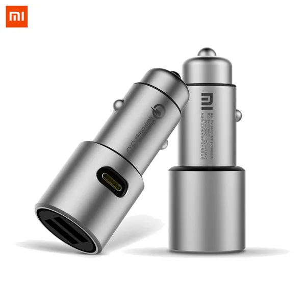 XIAOMI оригинальный автомобиль Зарядное устройство QC3.0 X2 металлический Dual USB Smart Управление Quick Charge Макс 5 V/3A 9 V/2A 12 V/1.5A