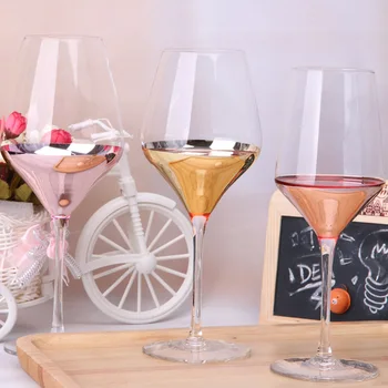 

wedding decoration Spray-colored glass Gold-plated European and American wine glass Crystal base tall wine glass