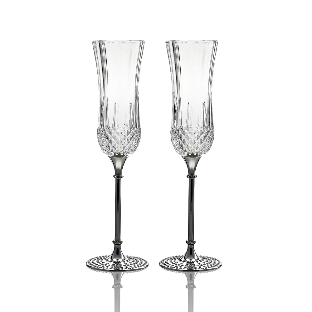 2pc/set Wedding Glasses Personalized Champagne Flutes Crystalline Party Toasting Glass Goblet Crystal Engrave Anniversary