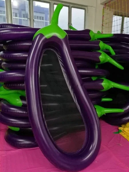 Children Eggplant Shape Inflatable Water Toy Outdoor Swimming Ring Adult Child Beach Pool Sea Toy Summer Cute Sunbathe Bed 2021 4