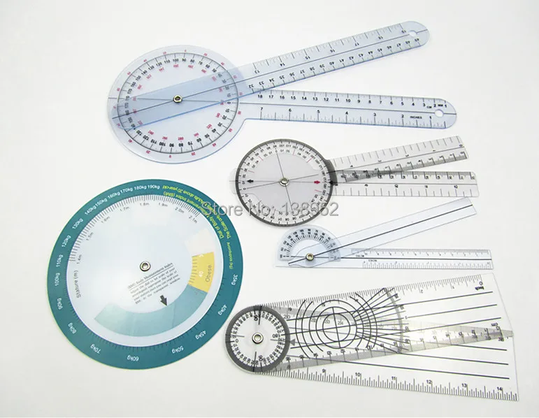 5 типов/набор сочетание медицинский Гониометр пластиковые транспортиры Угловые линейки BMI линейка