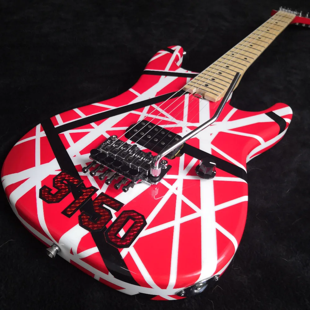 

5150 Striped Series Red/Black/White, Maple fingerboard, Floyd Rose Locking Tremol Wolfgang Eddie Van Halen style guitar