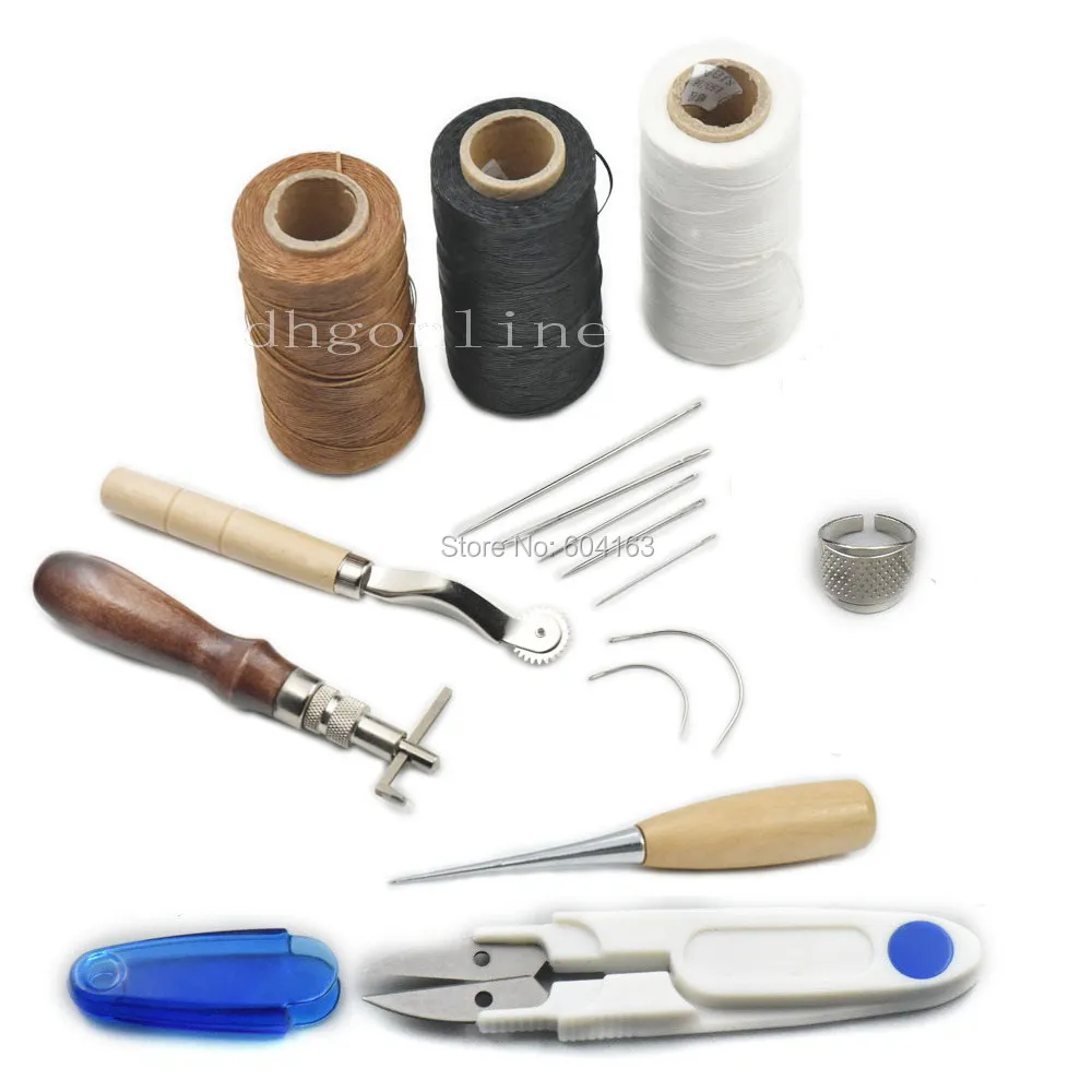 7 Tools Leather Carft Hand Stitching Sewing Tool Kit Thread Awl Waxed