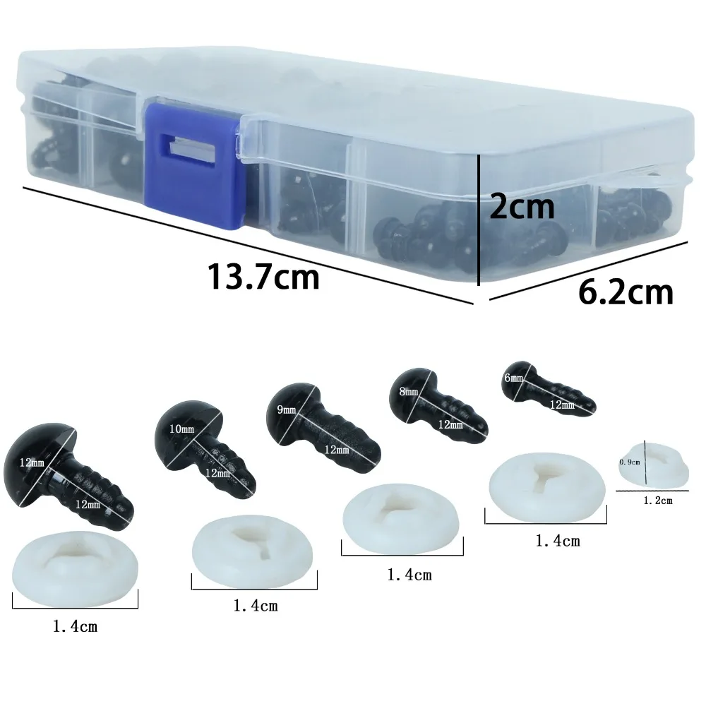 100 шт 6-12 мм Черные Пластиковые ремесла защитные глаза для мягкий игрушечный медведь мягкая игрушка животное кукла амигуруми с коробкой DIY аксессуары